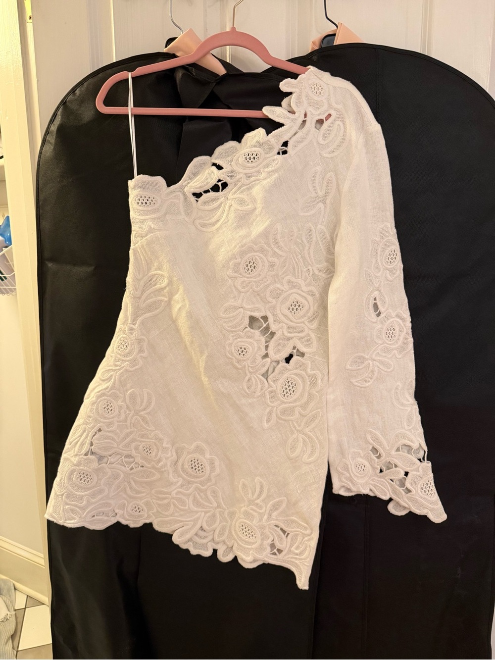 Cult Gaia White Marlena One Shoulder Lace Detail Dress Size 8 - Picture 3 of 5